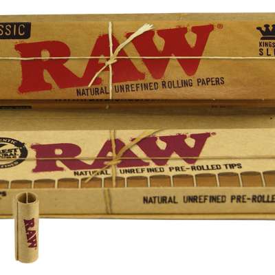 RAW King Size Slim Rolling Papers + Pre-Rolled Tips