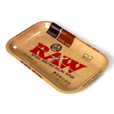RAW "MINI" METAL Rolling Tray 7 1/8" x 5" +PACK of RAW 300s 1 1/4 ORGANIC PAPERS 